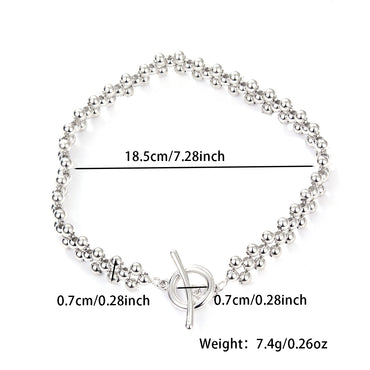 Sterling Silver White Gold Plated Casual Simple Style Plating Round Bracelets
