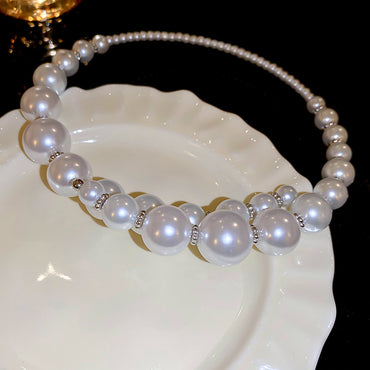 Elegant Geometric Imitation Pearl Alloy Beaded Women's Necklace