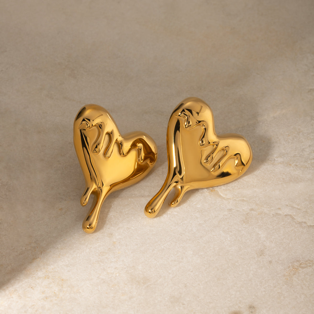 1 Pair IG Style Heart Shape 316 Stainless Steel  18K Gold Plated Ear Studs