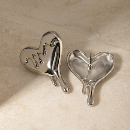 1 Pair IG Style Heart Shape 316 Stainless Steel  18K Gold Plated Ear Studs