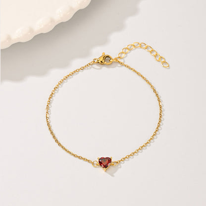 Copper 18K Gold Plated Sweet Simple Style Plating Inlay Heart Shape Zircon Bracelets