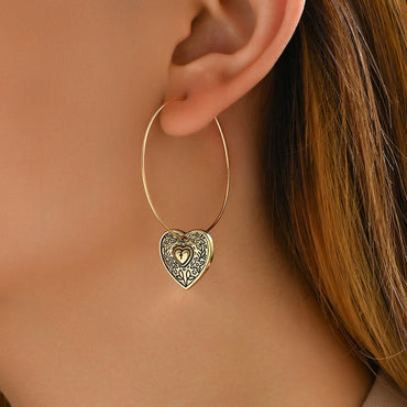 1 Pair IG Style Retro Heart Shape Alloy Zinc Drop Earrings