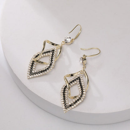 1 Pair Glam Luxurious Quadrilateral Rhombus Inlay Sterling Silver Zircon Drop Earrings