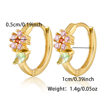 1 Pair Simple Style Classic Style Flower Plating Inlay Sterling Silver Zircon Gold Plated Earrings