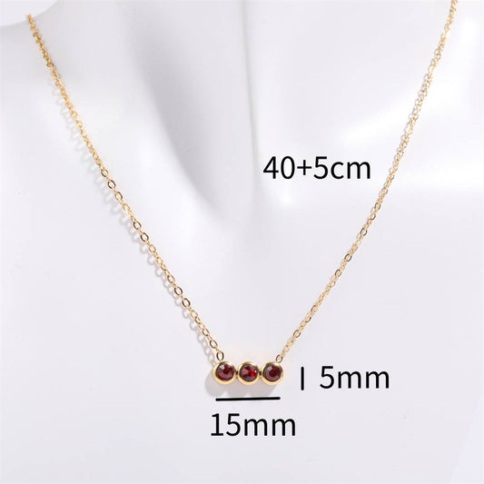 304 Stainless Steel Ferroalloy Gold Plated Retro Inlay Solid Color Zircon Pendant Necklace