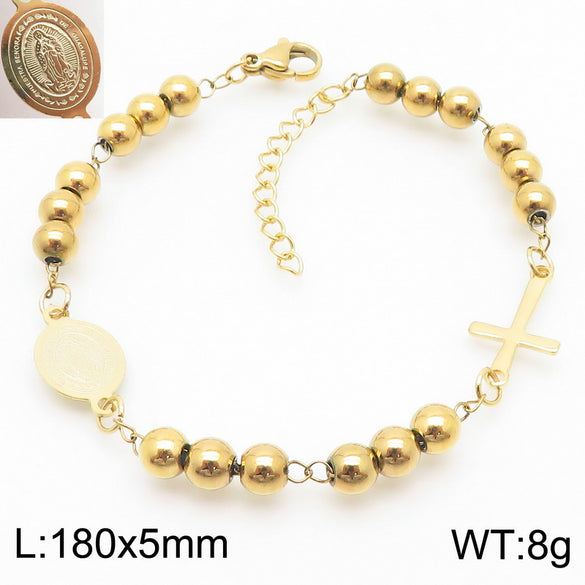 Stainless Steel 18K Gold Plated Basic Streetwear Cross Bracelets