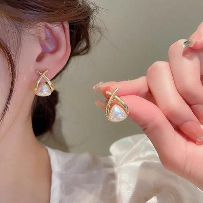 1 Pair Modern Style Simple Style Heart Shape Flower Bow Knot Inlay Alloy Rhinestones Drop Earrings Ear Studs