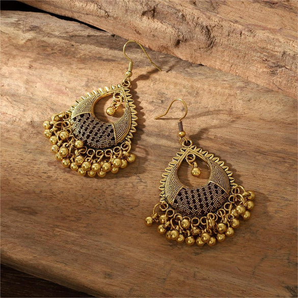 1 Pair Ethnic Style Solid Color Water Drop Hollow Out Alloy Drop Earrings