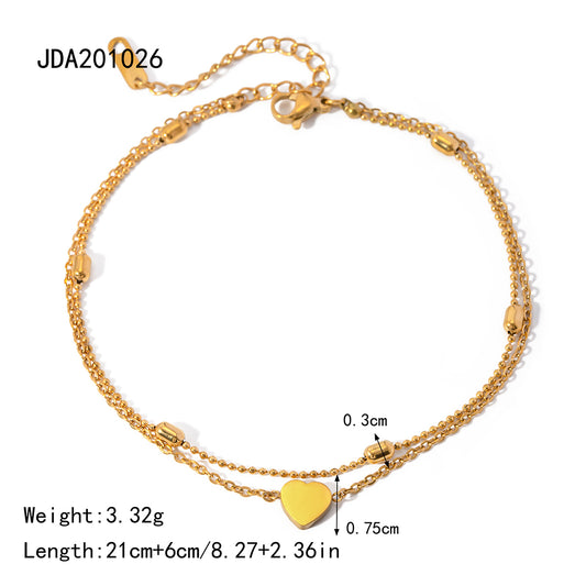 IG Style Simple Style Heart Shape 304 Stainless Steel Layered 18K Gold Plated Women's Anklet