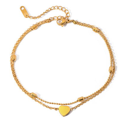 IG Style Simple Style Heart Shape 304 Stainless Steel Layered 18K Gold Plated Women's Anklet