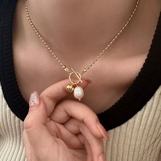 304 Stainless Steel 18K Gold Plated IG Style Simple Style Toggle Pearl Geometric Pendant Necklace