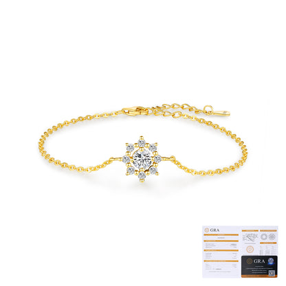 Sterling Silver 14K Gold Plated IG Style Elegant Lady Plating Inlay Anchor Snowflake Moissanite Bracelets