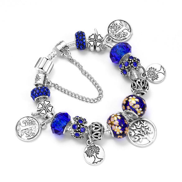 Romantic Pastoral Four Leaf Clover Forest Gold Plated Rhinestones Zircon Artificial Crystal Alloy Wholesale Bracelets