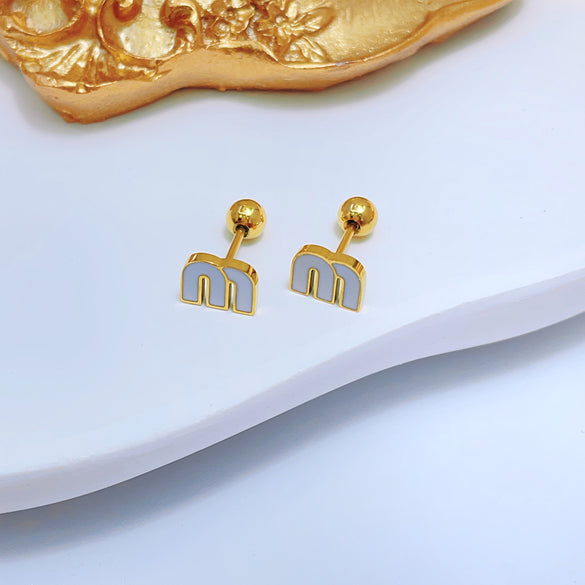 1 Pair Simple Style Heart Shape Plating Titanium Steel Ear Studs