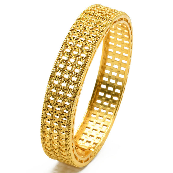 IG Style Simple Style Solid Color 24K Gold Plated Alloy Wholesale Bangle