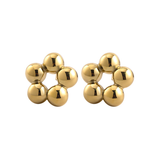 1 Pair Casual Elegant Solid Color Flower Plating 304 Stainless Steel 18K Gold Plated Ear Studs