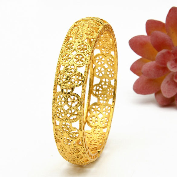 IG Style Simple Style Solid Color 24K Gold Plated Alloy Wholesale Bangle