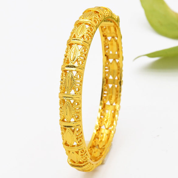 IG Style Simple Style Solid Color 24K Gold Plated Alloy Wholesale Bangle