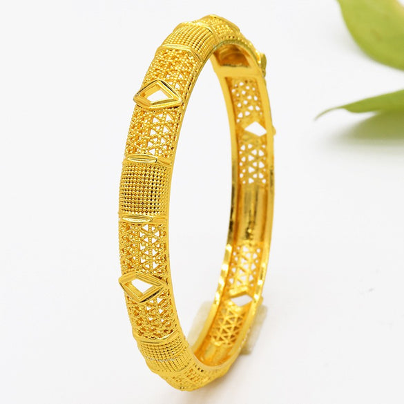IG Style Simple Style Solid Color 24K Gold Plated Alloy Wholesale Bangle