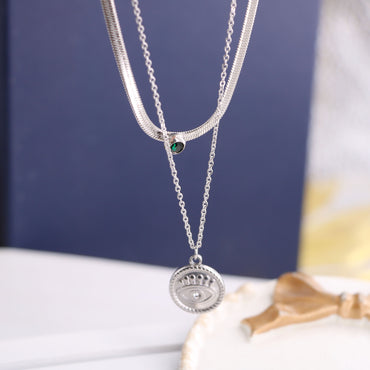 Titanium Steel Simple Style Classic Style Solid Color Layered Necklaces