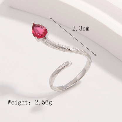 Sterling Silver White Gold Plated Modern Style Classic Style Cool Style Plating Inlay Irregular Water Droplets Zircon Open Rings Rings