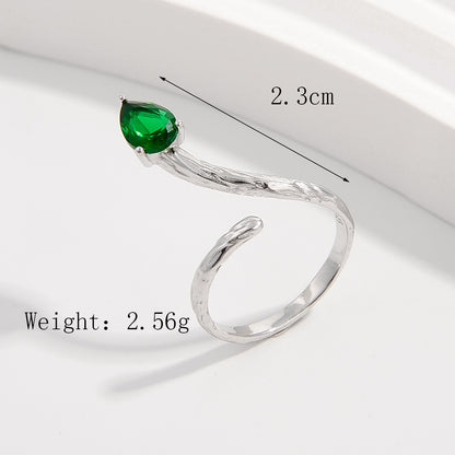 Sterling Silver White Gold Plated Modern Style Classic Style Cool Style Plating Inlay Irregular Water Droplets Zircon Open Rings Rings