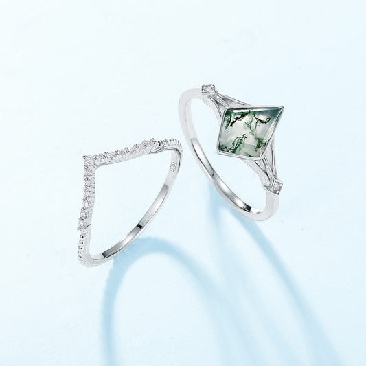 Lab-grown Gemstone Sterling Silver White Gold Plated Elegant Simple Style Geometric Zircon Rings
