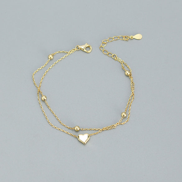 Sterling Silver Casual Simple Style Plating Heart Shape Bracelets