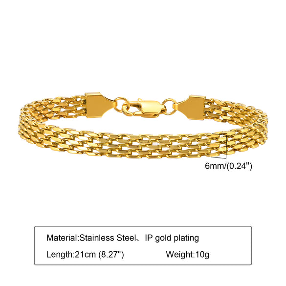 Simple Style Commute Mesh 201 Stainless Steel Plating Braid 18K Gold Plated Men'S Bracelets