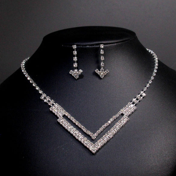 Luxurious Bridal Geometric Rhinestone Tassel Women's Jewelry Set