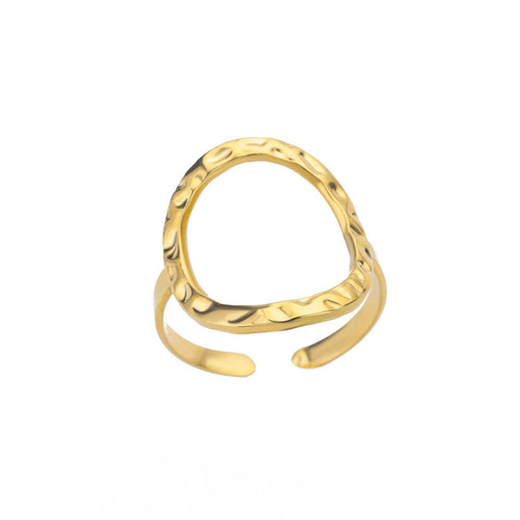 Wholesale Jewelry Simple Style Geometric Round Heart Shape 304 Stainless Steel 18K Gold Plated Plating Open Rings