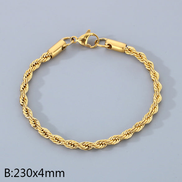 Simple Style Twist 304 Stainless Steel 18K Gold Plated Bracelets In Bulk