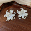 1 Pair Sweet Heart Shape Rose Flower Inlay Imitation Pearl Alloy Rhinestones Earrings