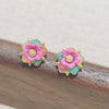 1 Pair Sweet Heart Shape Rose Flower Inlay Imitation Pearl Alloy Rhinestones Earrings