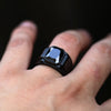 Hip-Hop Square Titanium Steel Inlay Artificial Gemstones Men'S Rings
