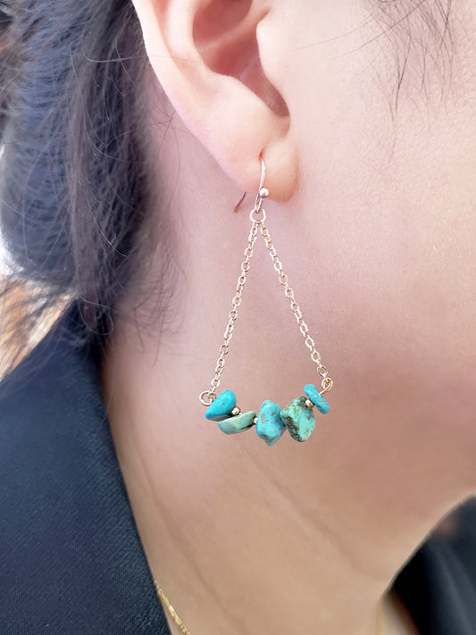 Blue Pine Gravel Earrings Simple Korean Version Of Natural Stone Bohemian Ear Jewelry