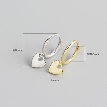 S925 Sterling Silver Heart Pendnat Ear Buckle Wholesale Nihaojewelry