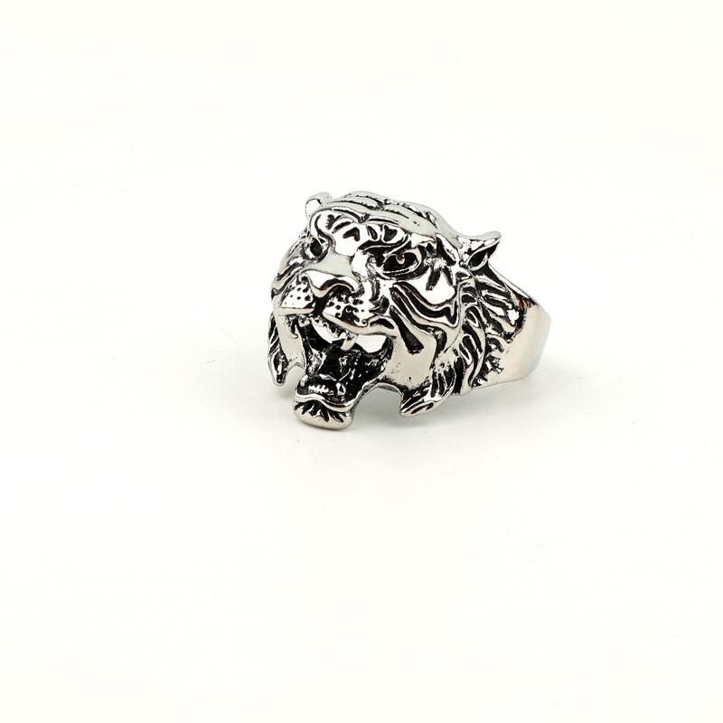 Hot-selling Jewelry Retro Punk Ring Leading Tiger Animal Big Ring Wholesale Nihaojewelry