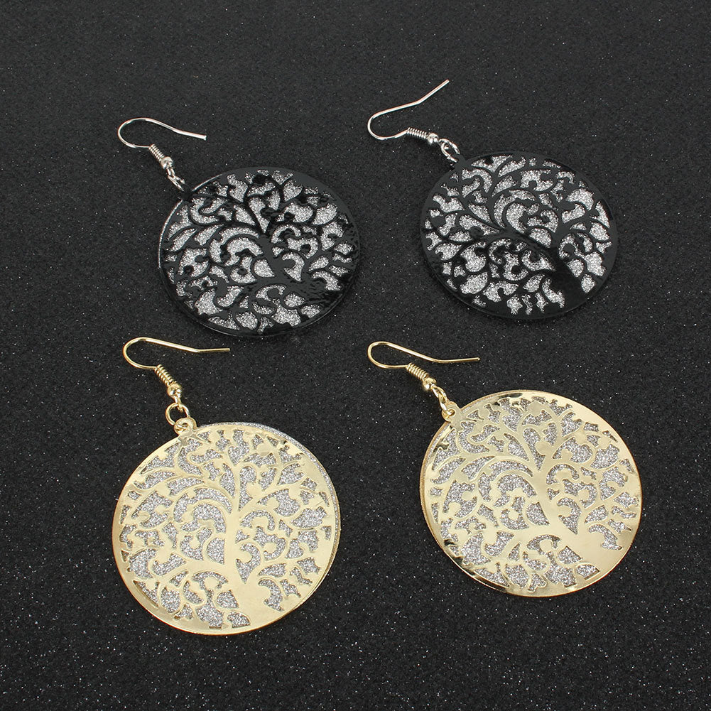 Alloy Double-layer Hollow Leaf Frosted Style Simple Earrings Wholesale Nihaojewely