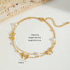 Wholesale Jewelry Casual Elegant Cute Heart Shape Butterfly 304 Stainless Steel Acrylic Imitation Pearl Zircon 18K Gold Plated Plating Inlay Anklet