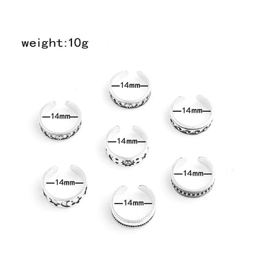Fashion Alloy Open Foot Ring 7-piece Set