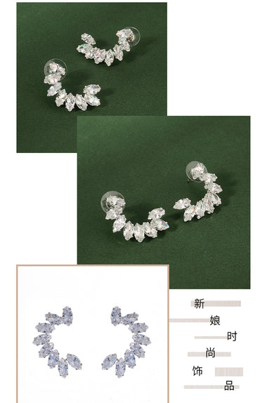 All-matching Jewelry Semicircular Zircon Earrings Daily C-shaped Earrings Wholesale Nihaojewelry