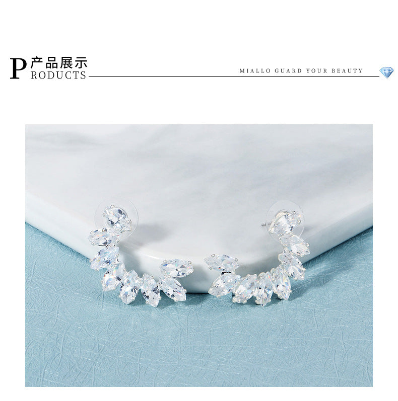 All-matching Jewelry Semicircular Zircon Earrings Daily C-shaped Earrings Wholesale Nihaojewelry