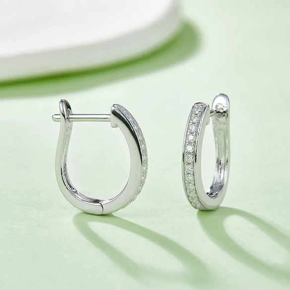 18K Gold Plated Inlay Round Moissanite Earrings