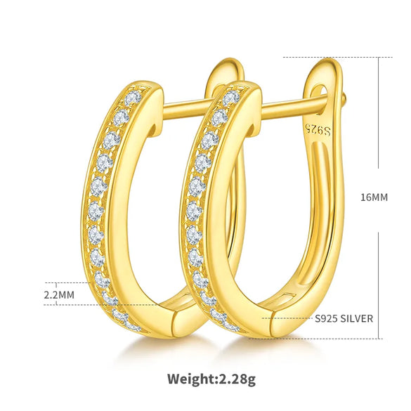 18K Gold Plated Inlay Round Moissanite Earrings