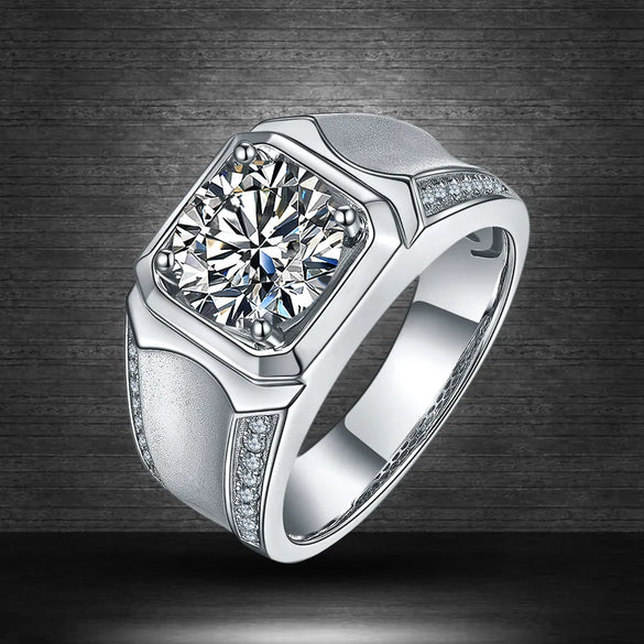 18K Gold Plated Inlay Round Moissanite Rings