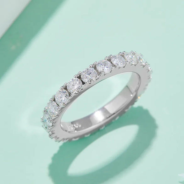 18K Gold Plated Inlay Round Moissanite Rings