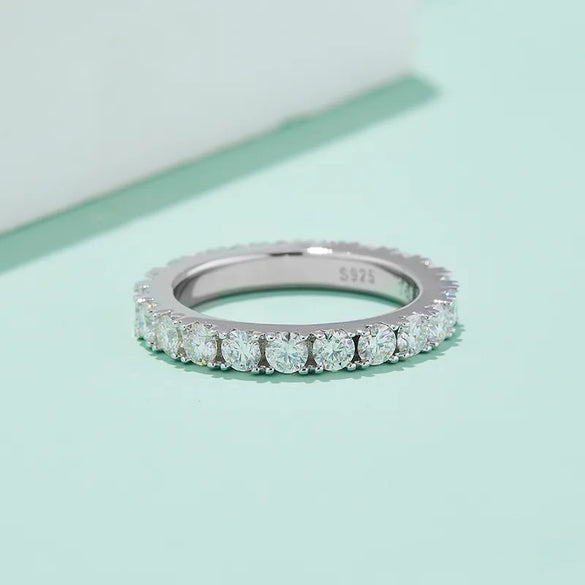 18K Gold Plated Inlay Round Moissanite Rings