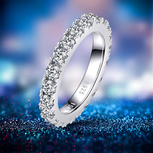 18K Gold Plated Inlay Round Moissanite Rings