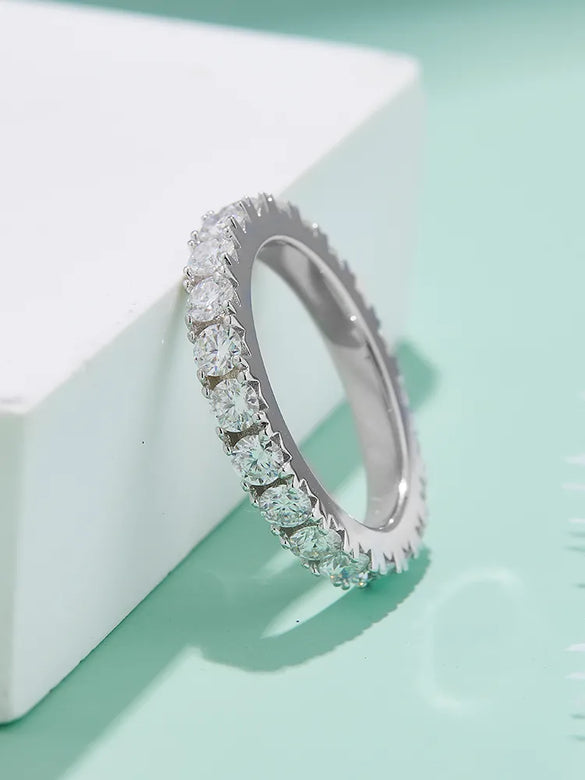 18K Gold Plated Inlay Round Moissanite Rings